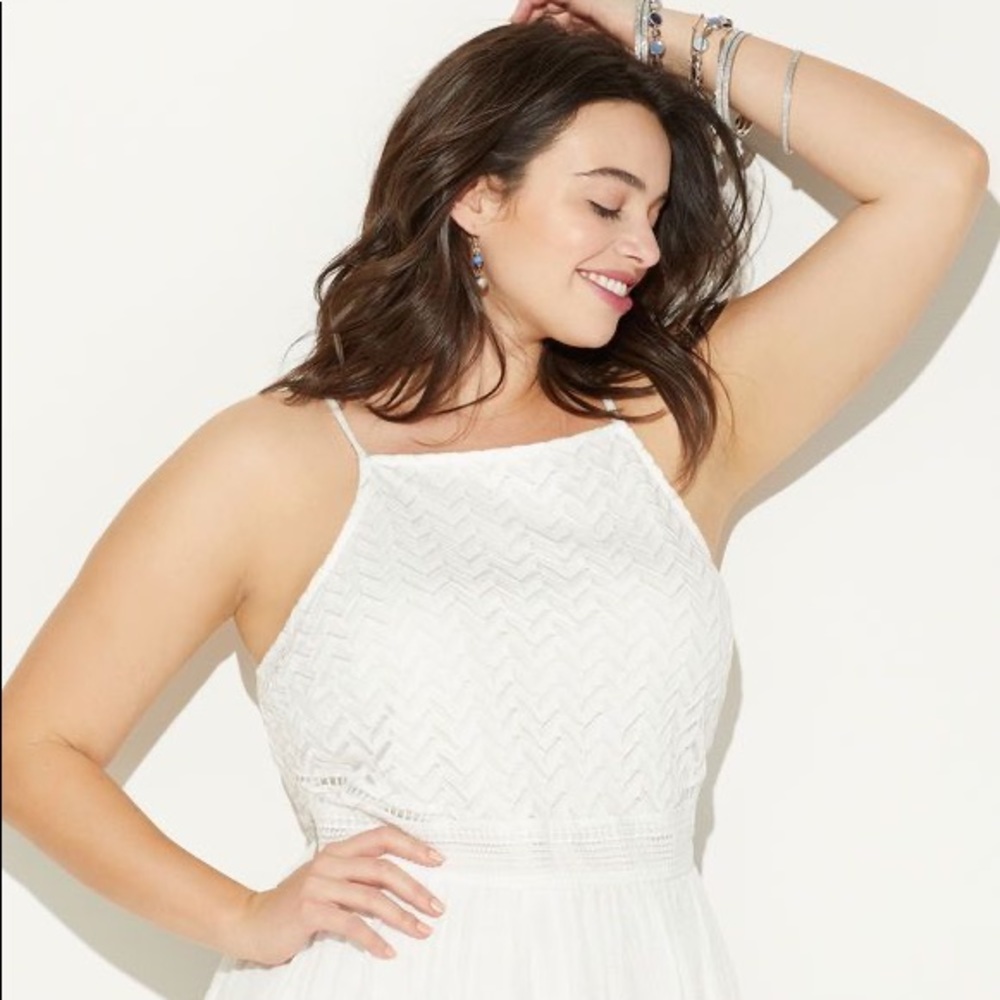Loralette Crochet and Crinkle white sunDress